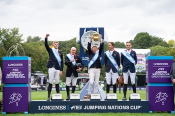 Team GB lift the Edward, Prince of Wales Trophy for the first time in 13 years in a magnificent Nations Cup win at the Royal International Horse Show Team GB lift the Edward, Prince of Wales Trophy for the first time in 13 years in a magnificent Nations Cup win at the Royal International Horse Show