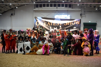 Friday's Fancy Dress Fun in the Fergal Farm Stud Pairs Jumping Challenge Friday's Fancy Dress Fun in the Fergal Farm Stud Pairs Jumping Challenge
