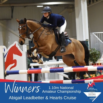 Abi Leadbetter flies to victory in the British Showjumping 1.10m National Amateur title on Hearts Cruise at the British Showjumping National Amateur and Veterans Championships