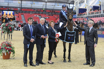 Chloe performs the ride of the Valkyrie at Olympia, The London International Horse Show