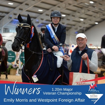 Emily Morris makes dreams come true as she lifts the British Showjumping Major Veterans title with Westpoint Foreign Affair at Aintree International Equestrian Centre
